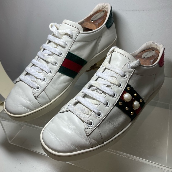 GUCCI ace peral studded white Snearkers with spikes sz 39.5 made in italy - Picture 10 of 16